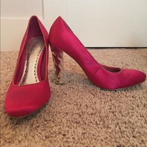 7.5 BCBGirls Pink Satin 4.5 inch heels